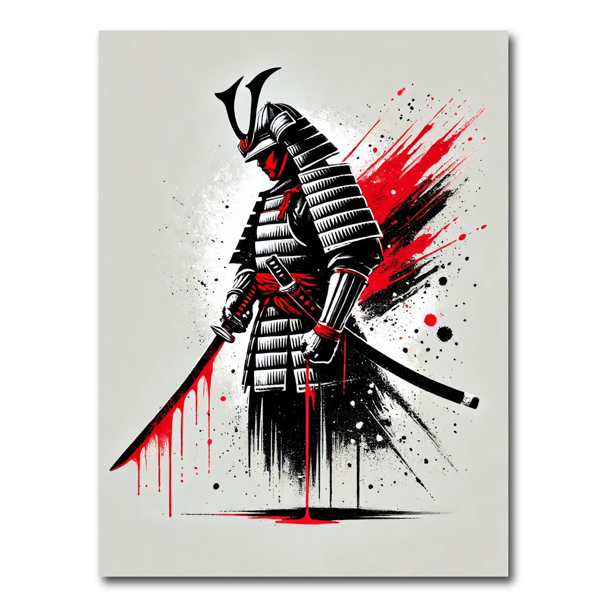 AUTO-MOCKUP WHITE | Minimalist Samurai Warrior | 1 Piece | Gallery Wrap Canvas | group=3x4