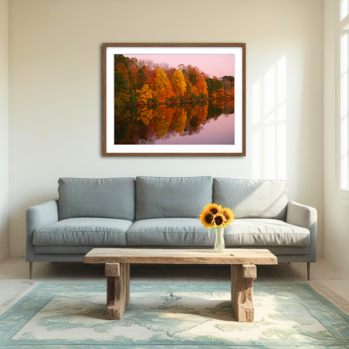 AUTO-MOCKUP ROOM | Mirrored Autumn Twilight at Lake Nockamixon Wall Art