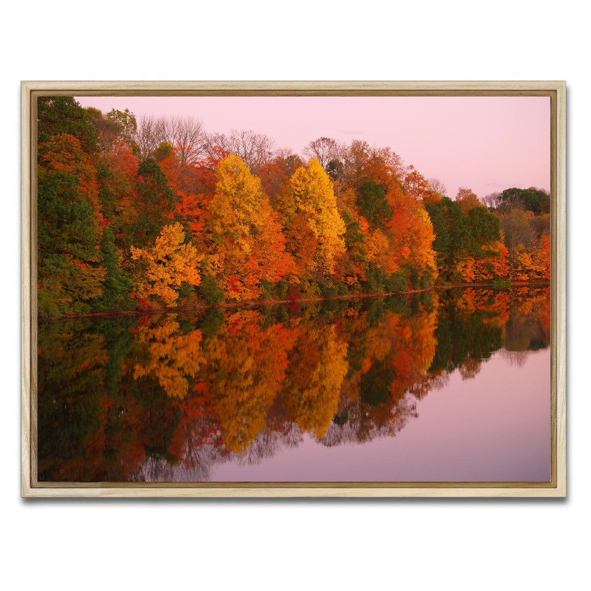 AUTO-MOCKUP WHITE | Mirrored Autumn Twilight at Lake Nockamixon | 1 Piece | Natural Framed Canvas | group=4x3