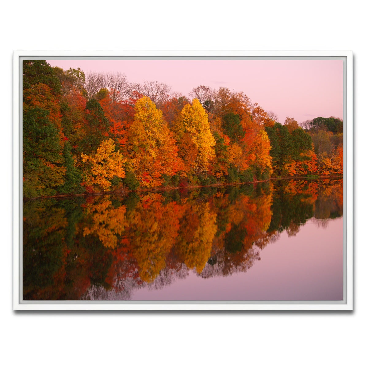 AUTO-MOCKUP WHITE | Mirrored Autumn Twilight at Lake Nockamixon | 1 Piece | White Framed Canvas | group=4x3