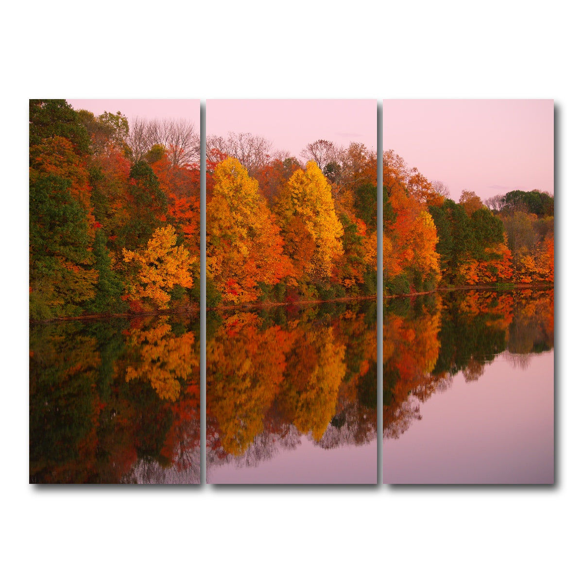 AUTO-MOCKUP WHITE | Mirrored Autumn Twilight at Lake Nockamixon | 3 Piece | Gallery Wrap Canvas | group=8x18