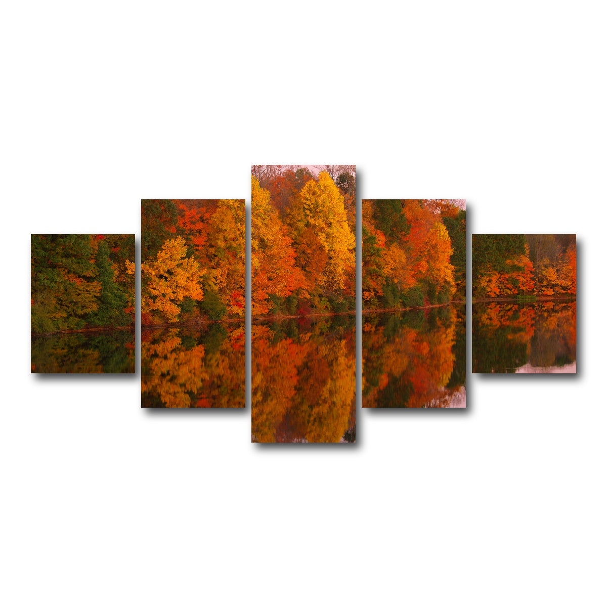 AUTO-MOCKUP WHITE | Mirrored Autumn Twilight at Lake Nockamixon | 5 Piece | Gallery Wrap Canvas | group=5_short