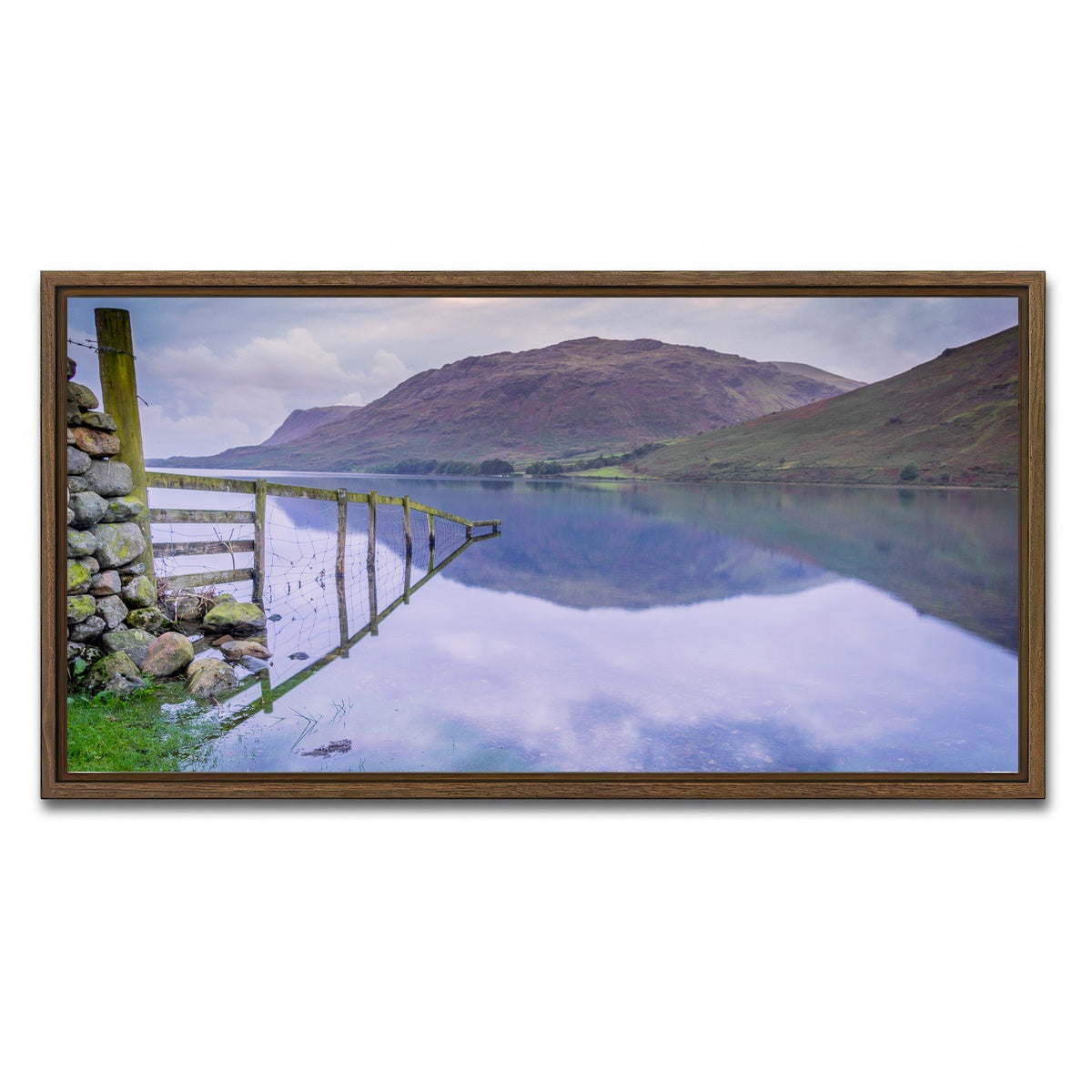 AUTO-MOCKUP WHITE | Mirrored Fence | 1 Piece | Walnut Framed Canvas | group=2x1