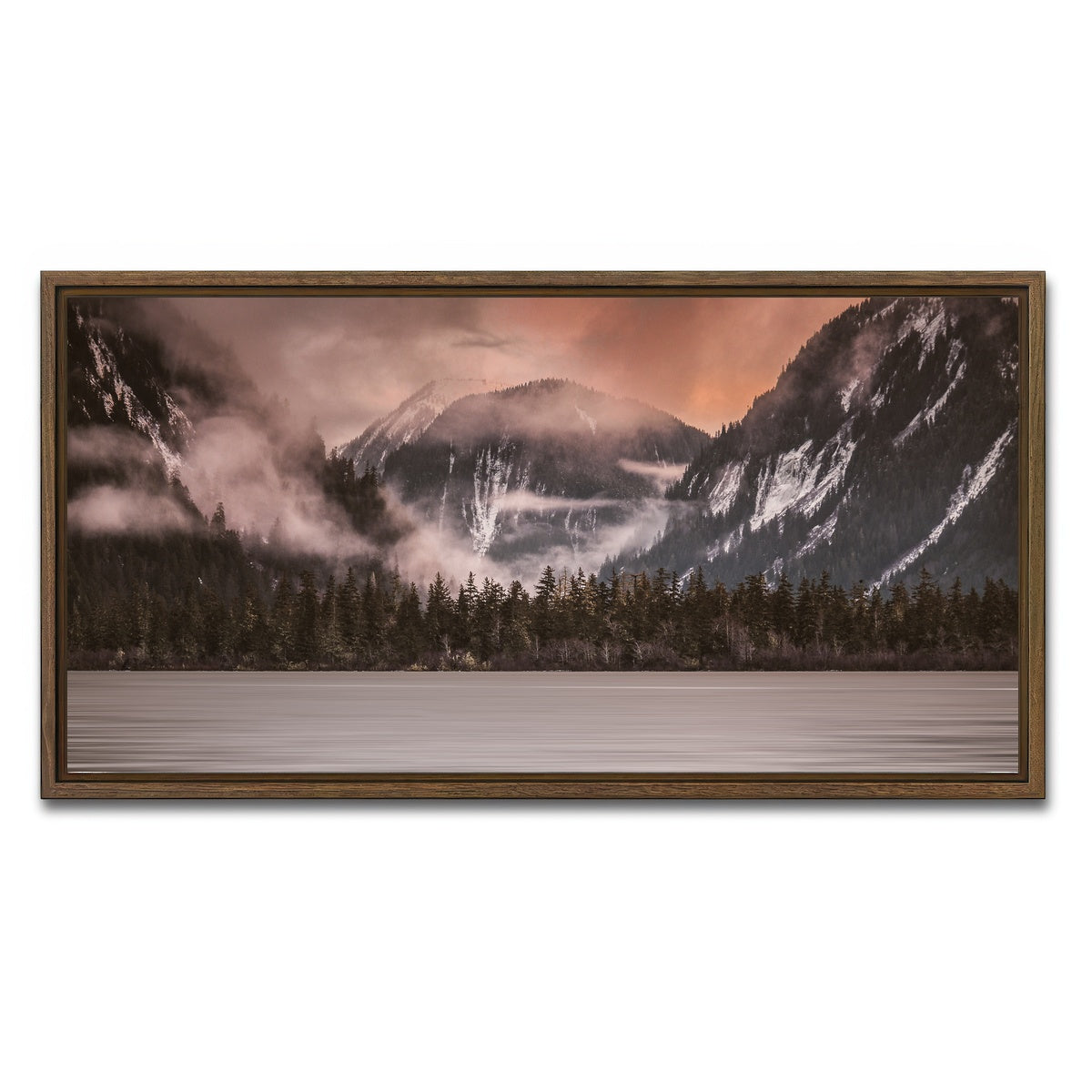 AUTO-MOCKUP WHITE | Mist Above the Waters | 1 Piece | Walnut Framed Canvas | group=2x1