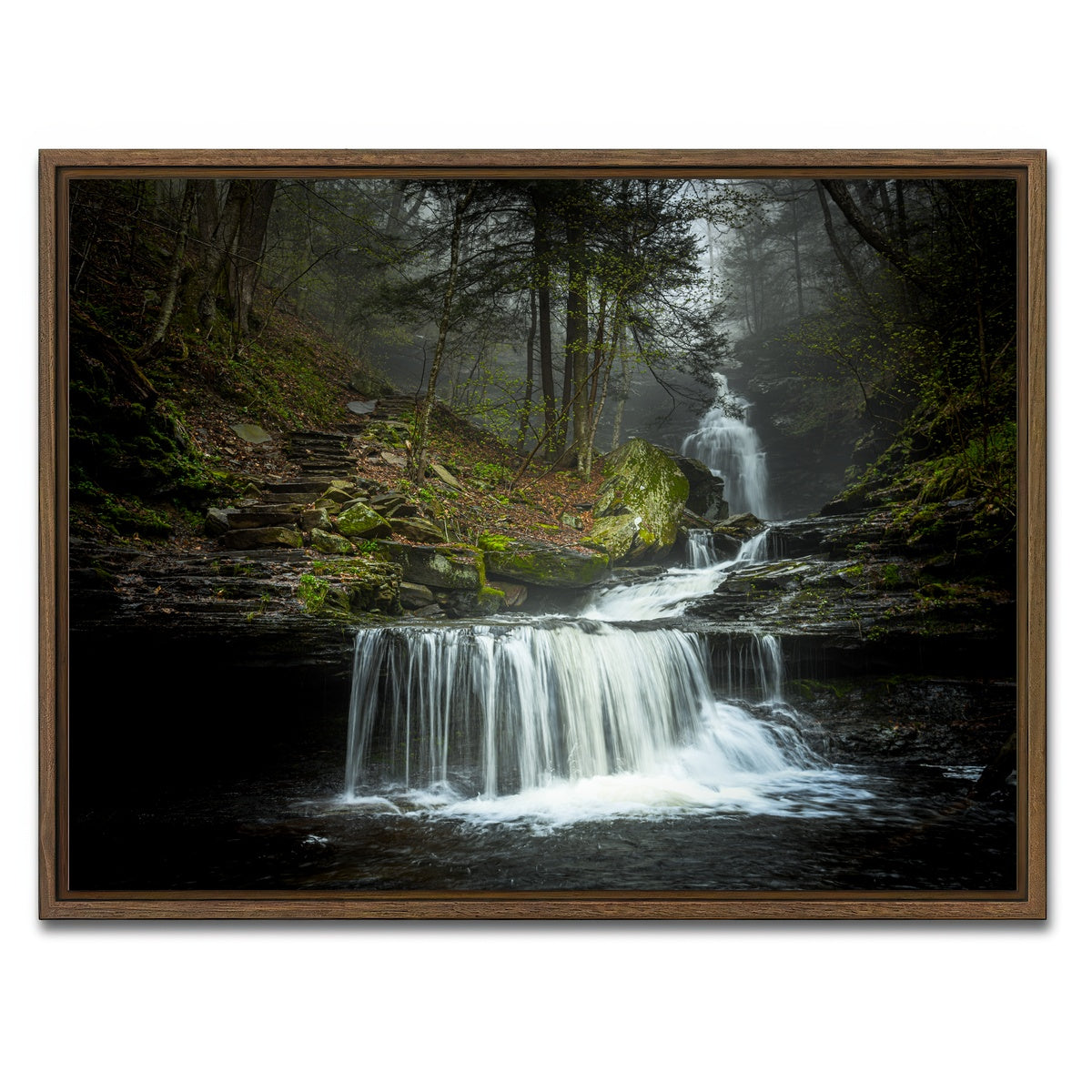 AUTO-MOCKUP WHITE | Misty Steps | 1 Piece | Walnut Framed Canvas | group=4x3