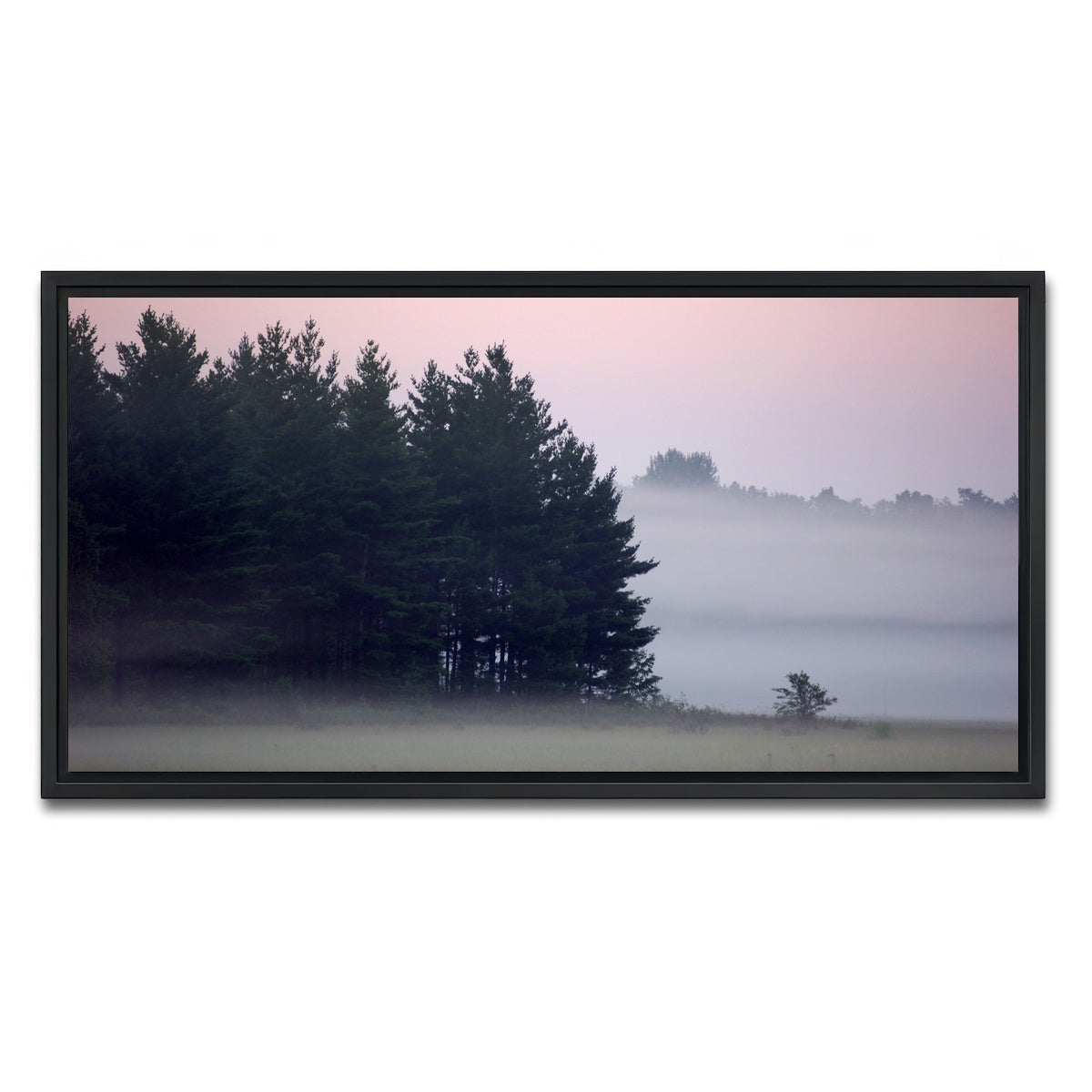 AUTO-MOCKUP WHITE | Misty Wisconsin Morning Castle Rock Lake | 1 Piece | Black Framed Canvas | group=2x1