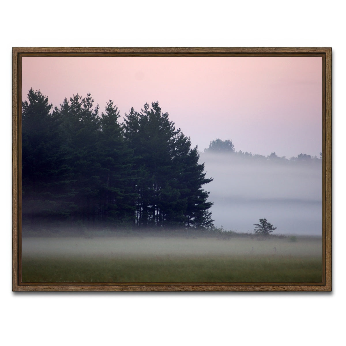 AUTO-MOCKUP WHITE | Misty Wisconsin Morning Castle Rock Lake | 1 Piece | Walnut Framed Canvas | group=4x3