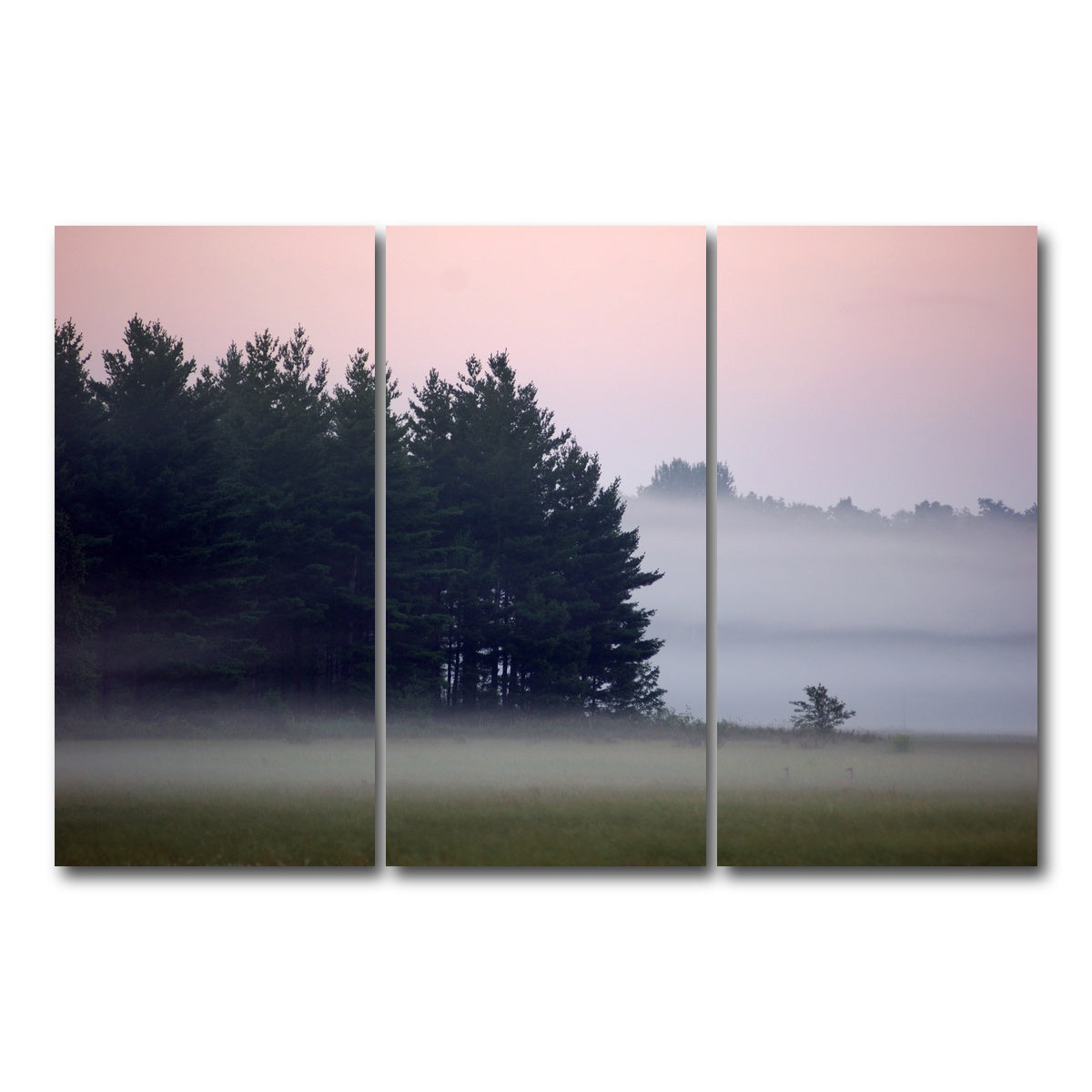 AUTO-MOCKUP WHITE | Misty Wisconsin Morning Castle Rock Lake | 3 Piece | Gallery Wrap Canvas | group=12x24