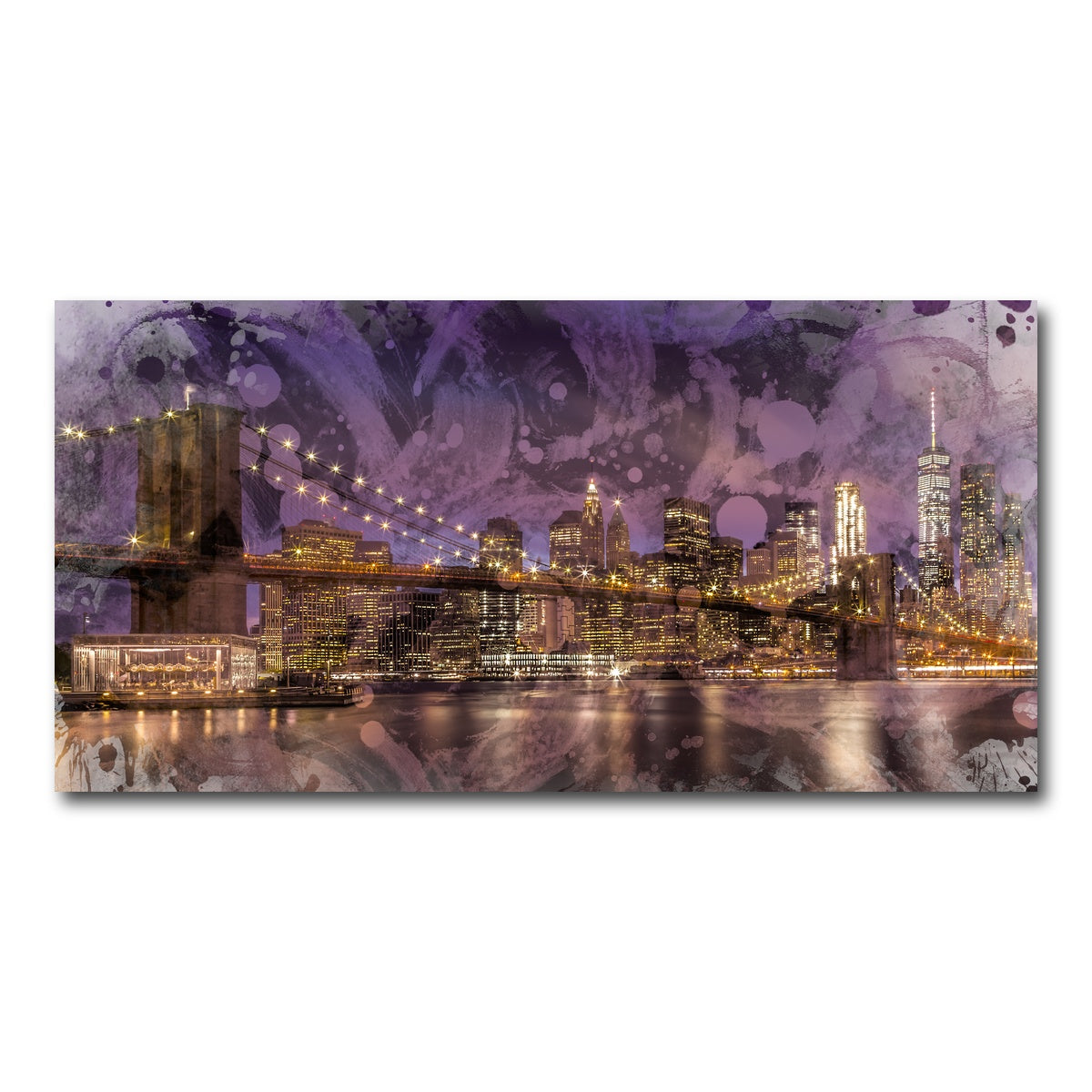 AUTO-MOCKUP WHITE | Modern Art BROOKLYN BRIDGE Sunset | 1 Piece | Gallery Wrap Canvas | group=2x1