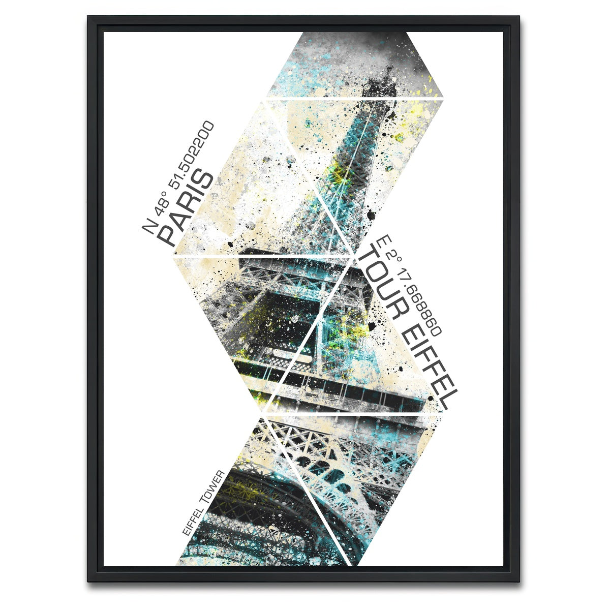 AUTO-MOCKUP WHITE | Modern Art EIFFEL TOWER Coordinates | 1 Piece | Black Framed Canvas | group=3x4