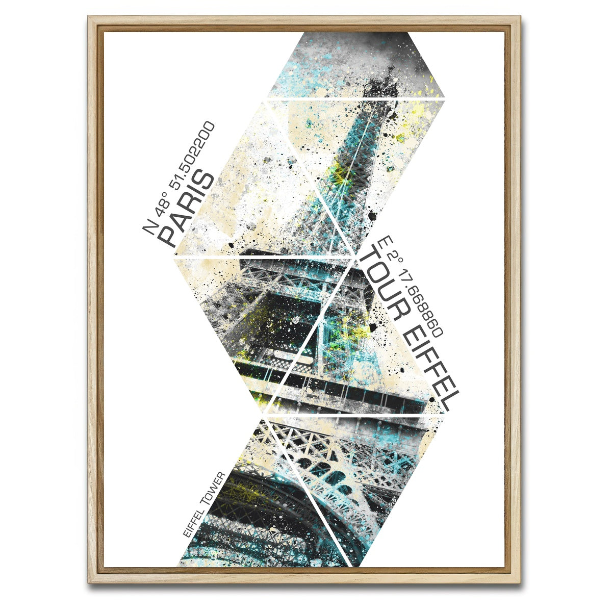 AUTO-MOCKUP WHITE | Modern Art EIFFEL TOWER Coordinates | 1 Piece | Natural Framed Canvas | group=3x4