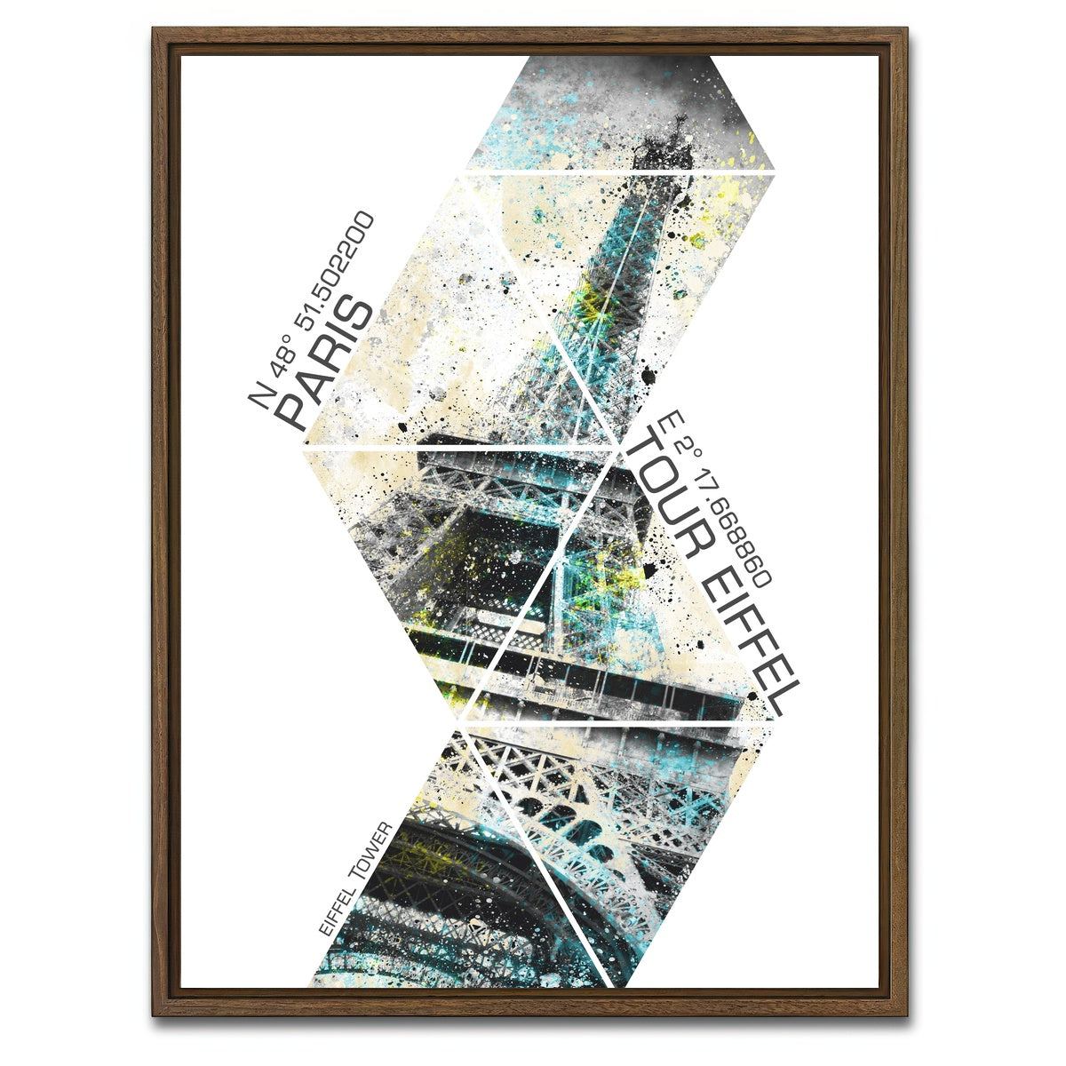 AUTO-MOCKUP WHITE | Modern Art EIFFEL TOWER Coordinates | 1 Piece | Walnut Framed Canvas | group=3x4