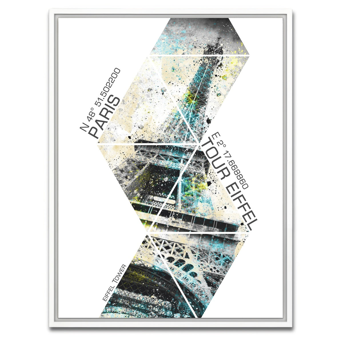 AUTO-MOCKUP WHITE | Modern Art EIFFEL TOWER Coordinates | 1 Piece | White Framed Canvas | group=3x4