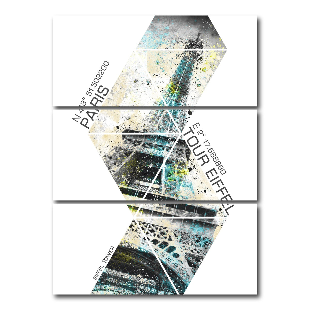 AUTO-MOCKUP WHITE | Modern Art EIFFEL TOWER Coordinates | 3 Piece | Gallery Wrap Canvas | group=8x18_stacked