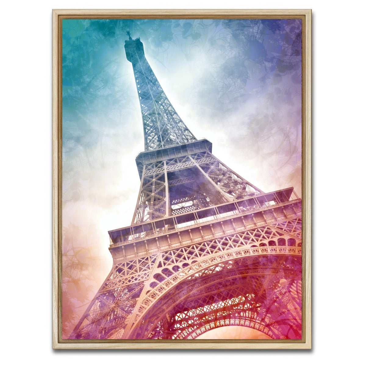 AUTO-MOCKUP WHITE | Modern Art Eiffel Tower | 1 Piece | Natural Framed Canvas | group=3x4