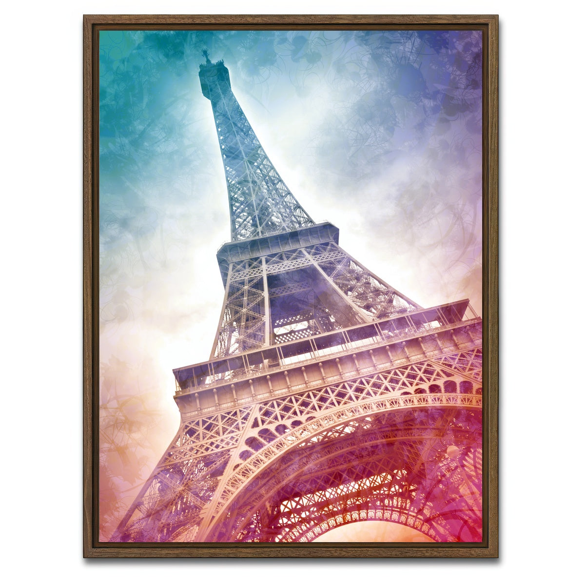 AUTO-MOCKUP WHITE | Modern Art Eiffel Tower | 1 Piece | Walnut Framed Canvas | group=3x4