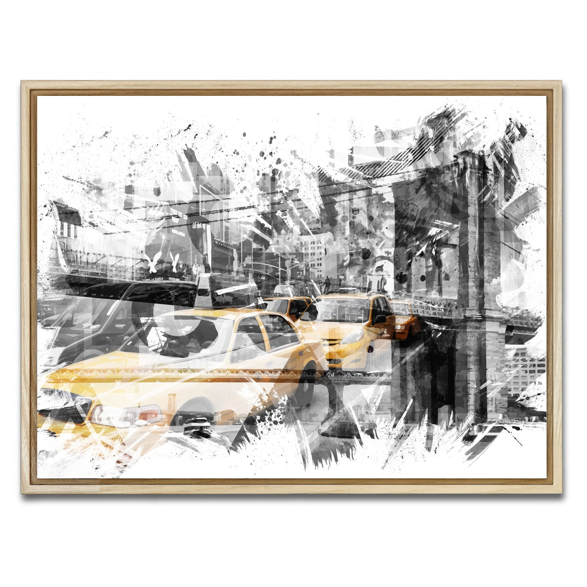 AUTO-MOCKUP WHITE | Modern Art NYC Collage | 1 Piece | Natural Framed Canvas | group=4x3