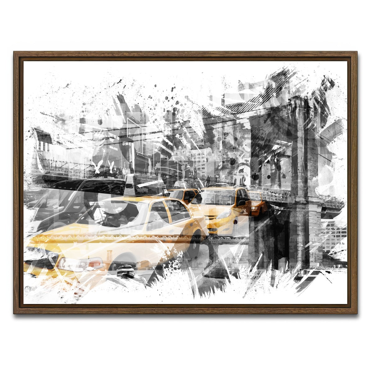 AUTO-MOCKUP WHITE | Modern Art NYC Collage | 1 Piece | Walnut Framed Canvas | group=4x3