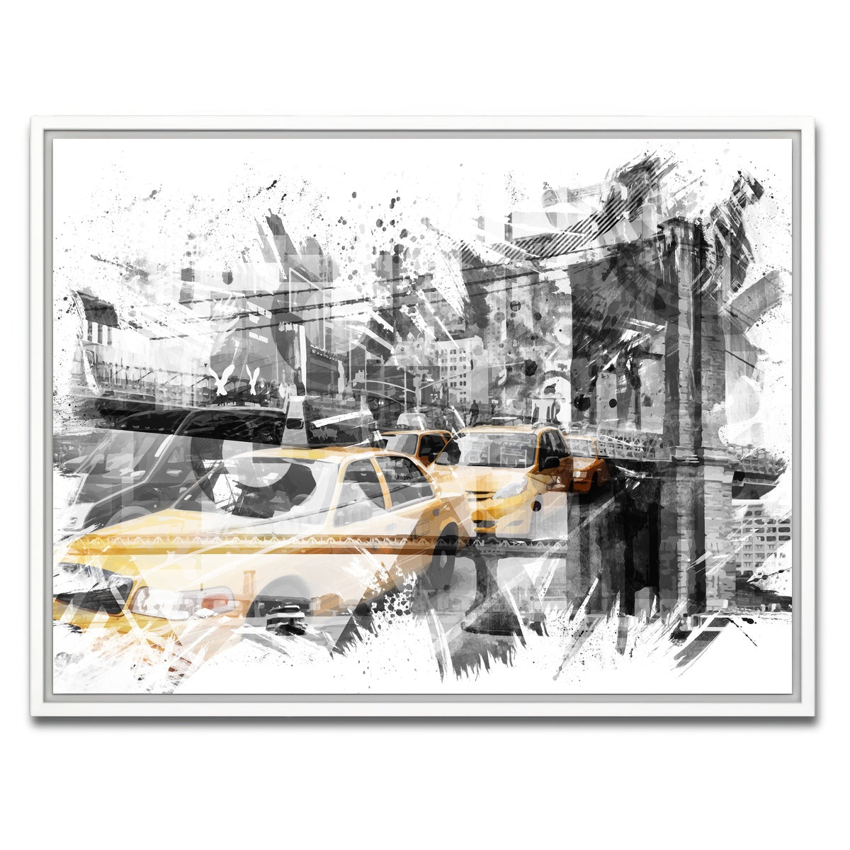AUTO-MOCKUP WHITE | Modern Art NYC Collage | 1 Piece | White Framed Canvas | group=4x3