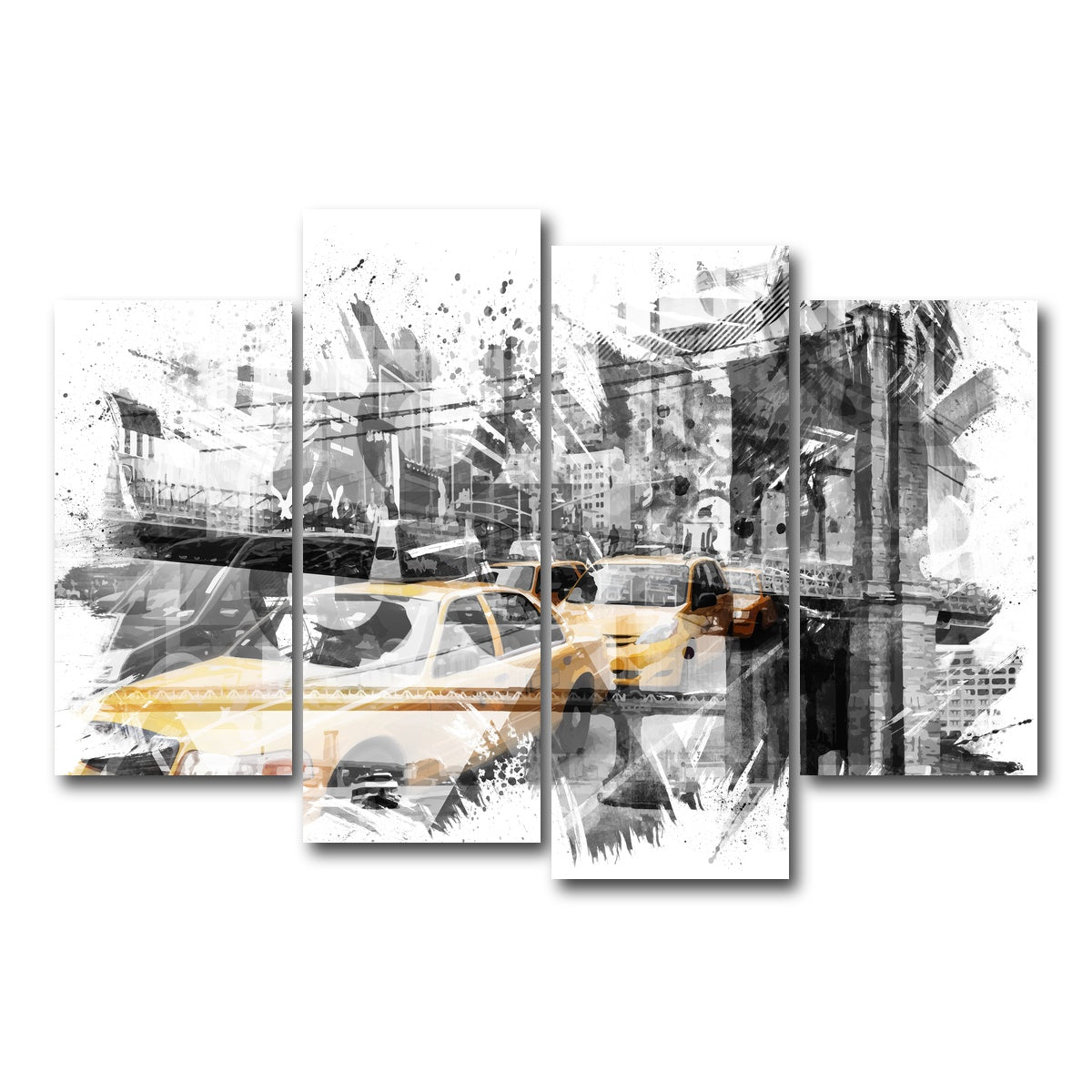 AUTO-MOCKUP WHITE | Modern Art NYC Collage | 4 Piece | Gallery Wrap Canvas | group=4_short