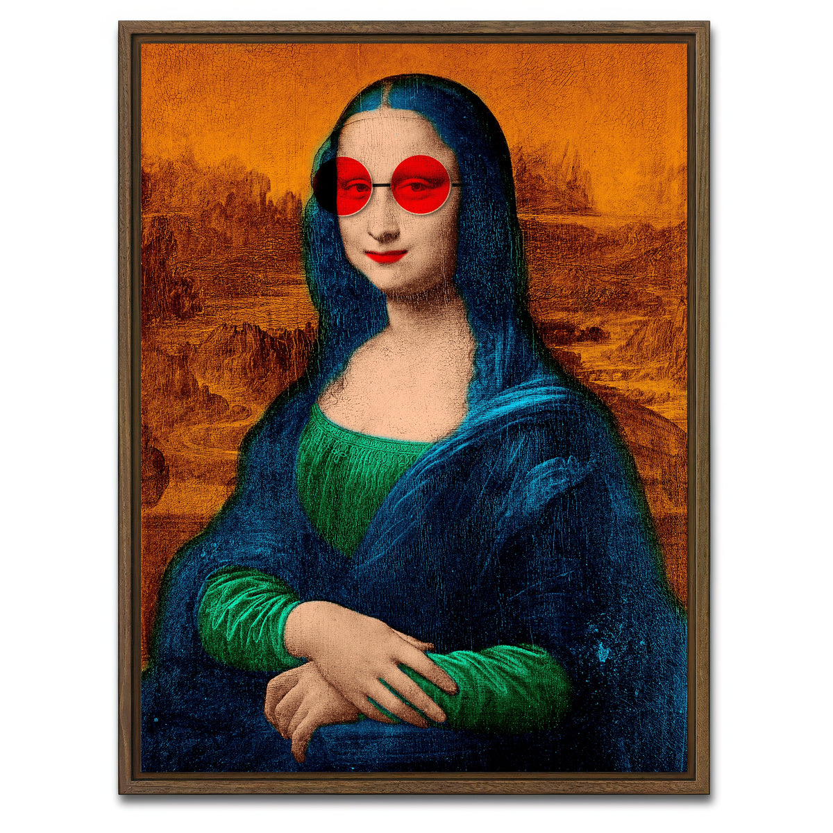 AUTO-MOCKUP WHITE | Mona Lisa Glasses Wall Art | 1 Piece | Walnut Frame | group=3x4