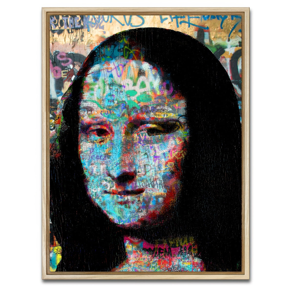 AUTO-MOCKUP WHITE | Mona Lisa Heavy Graffiti | 1 Piece | Natural Framed Canvas | group=3x4