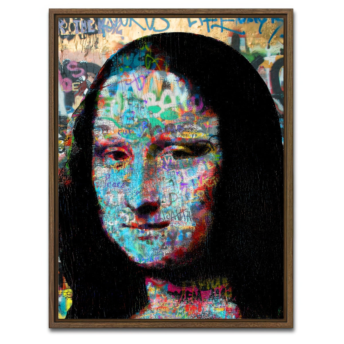 AUTO-MOCKUP WHITE | Mona Lisa Heavy Graffiti | 1 Piece | Walnut Framed Canvas | group=3x4