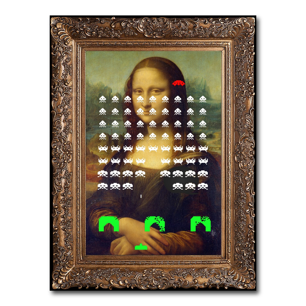 AUTO-MOCKUP WHITE | Mona Lisa Space Invaders | 1 Piece | Gallery Wrap Canvas | group=3x4