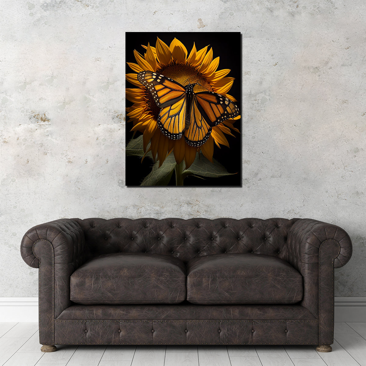 Monarch Butterfly and Sunflower Wall Art
