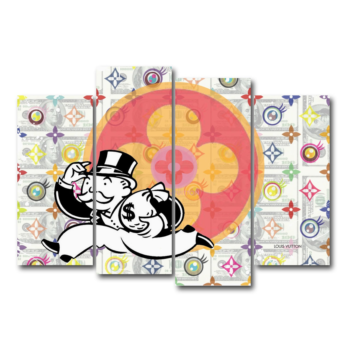 AUTO-MOCKUP WHITE | Money Bag Boy | 4 Piece | Gallery Wrap Canvas | group=4_normal