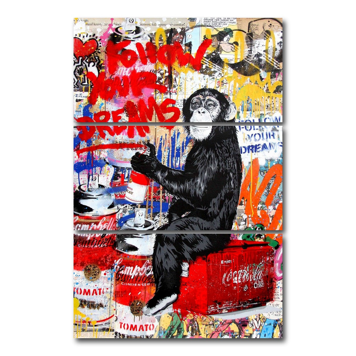 AUTO-MOCKUP WHITE | Monkey Business | 3 Piece | Gallery Wrap Canvas | group=12x24_stacked