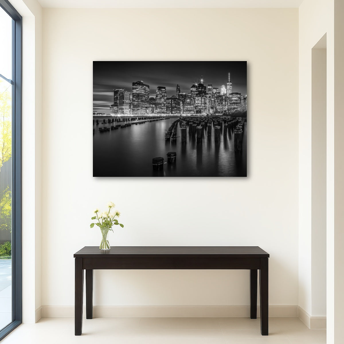 AUTO-MOCKUP ROOM | Monochrome Manhattan Skyline at Sunset