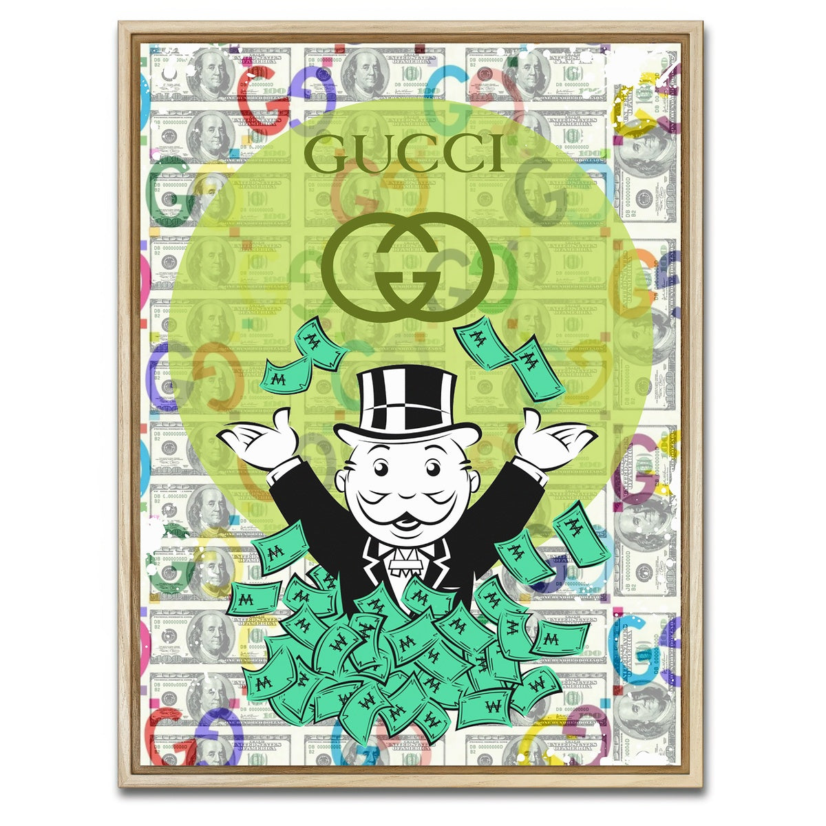 AUTO-MOCKUP WHITE | Monopoly Money GUCCI | 1 Piece | Natural Framed Canvas | group=3x4