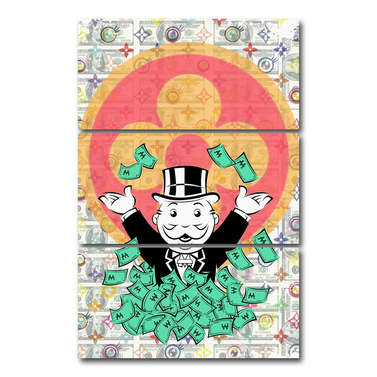 AUTO-MOCKUP WHITE | Monopoly Money LV | 3 Piece | Gallery Wrap Canvas | group=12x24_stacked