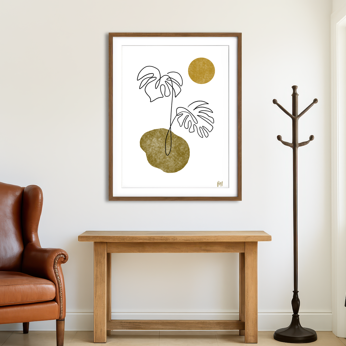 AUTO-MOCKUP ROOM | Monstera Leaves Wall Art