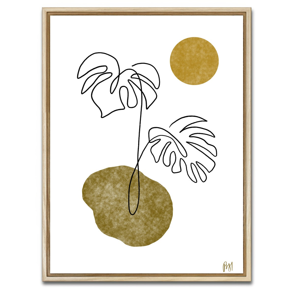 AUTO-MOCKUP WHITE | Monstera Leaves | 1 Piece | Natural Framed Canvas | group=3x4