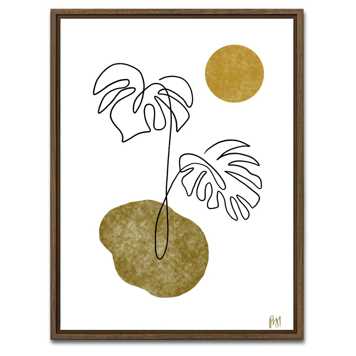 AUTO-MOCKUP WHITE | Monstera Leaves | 1 Piece | Walnut Framed Canvas | group=3x4