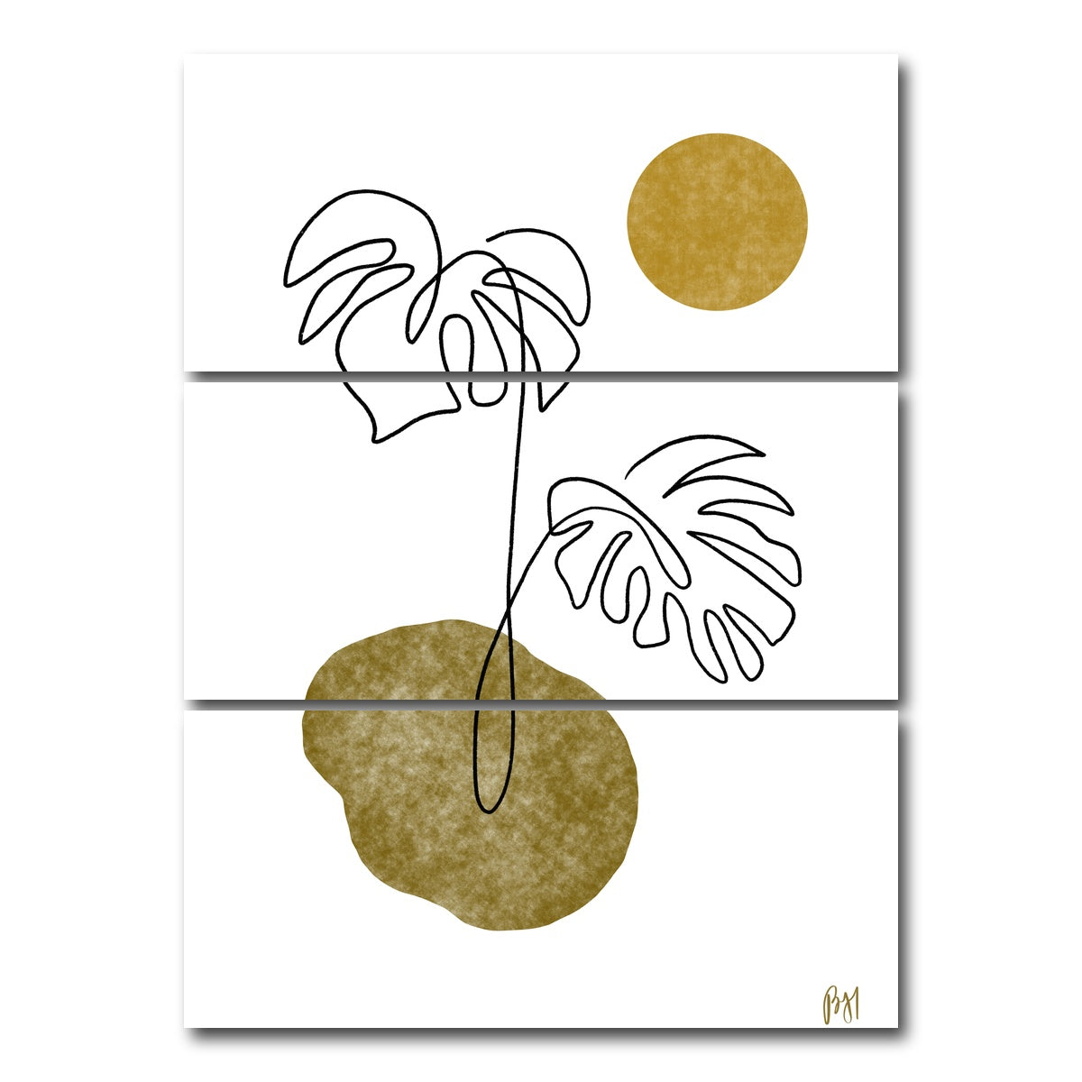 AUTO-MOCKUP WHITE | Monstera Leaves | 3 Piece | Gallery Wrap Canvas | group=8x18_stacked