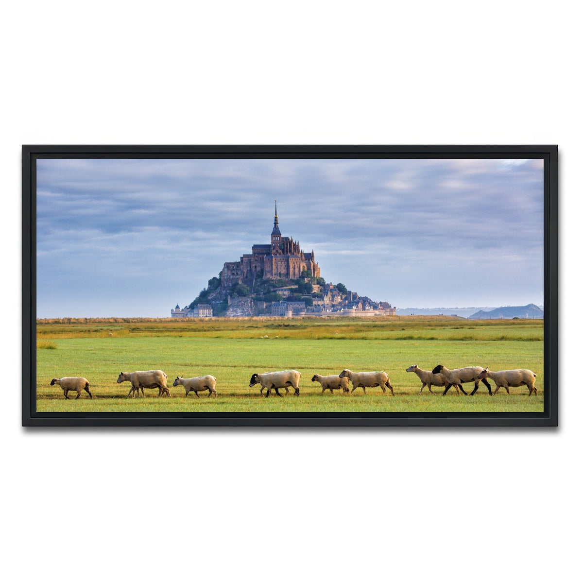 AUTO-MOCKUP WHITE | Mont Saint Michel Abbey | 1 Piece | Black Framed Canvas | group=2x1