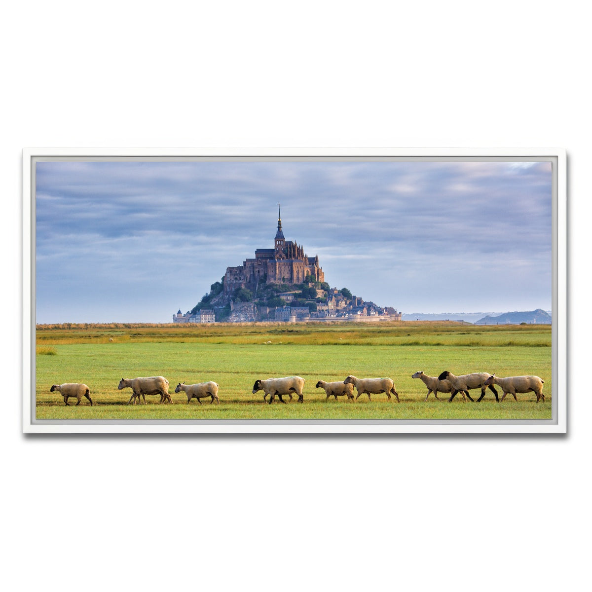 AUTO-MOCKUP WHITE | Mont Saint Michel Abbey | 1 Piece | White Framed Canvas | group=2x1
