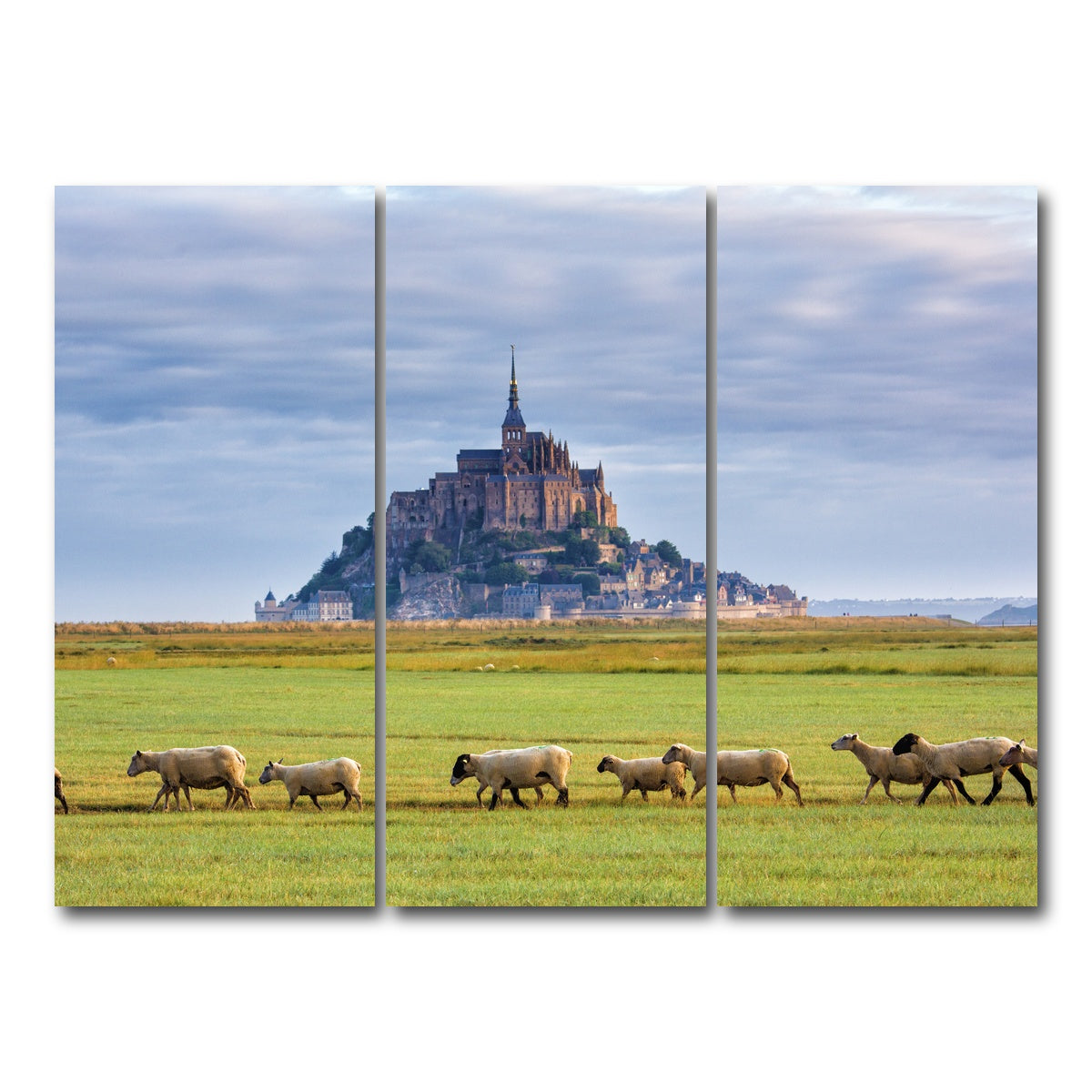 AUTO-MOCKUP WHITE | Mont Saint Michel Abbey | 3 Piece | Gallery Wrap Canvas | group=8x18