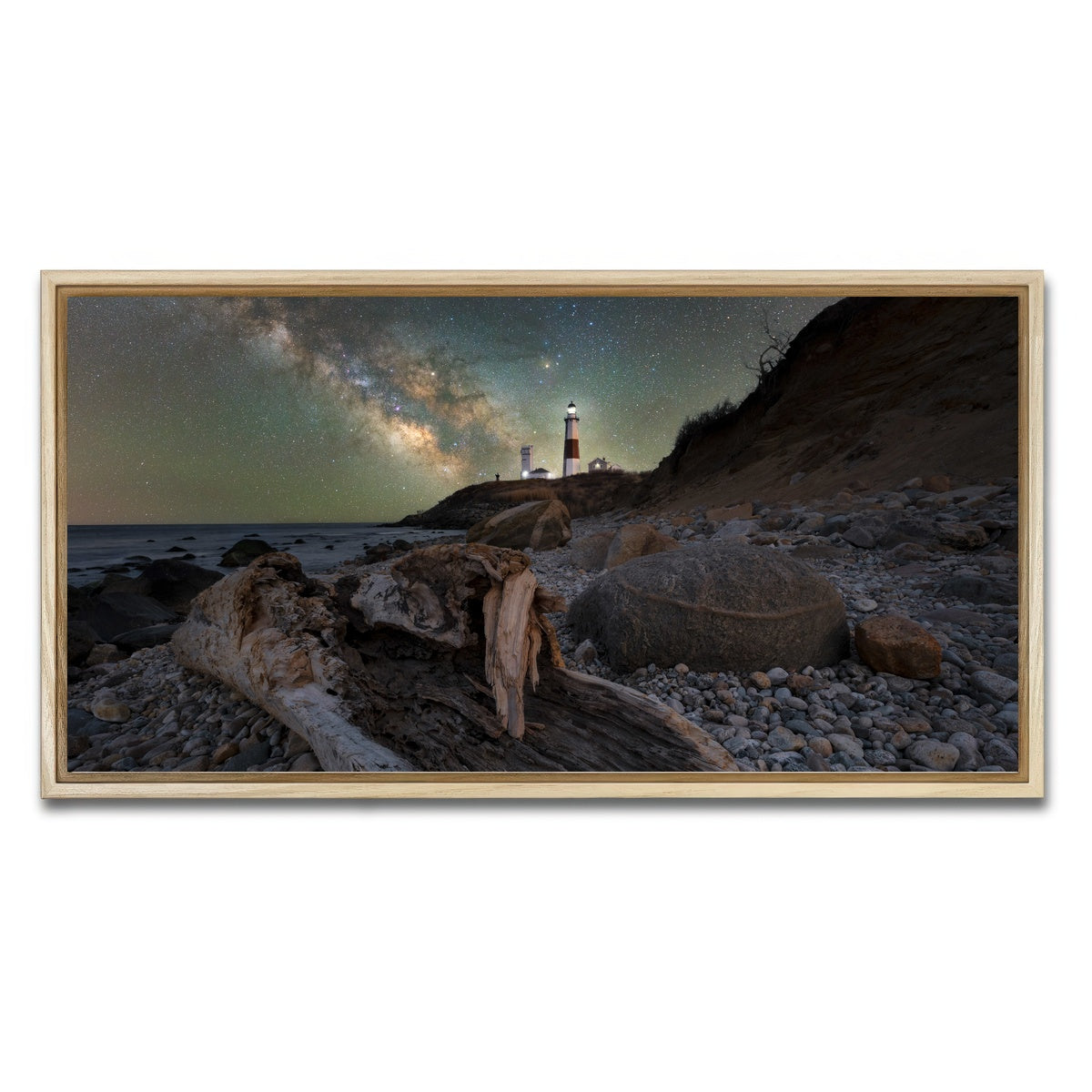 AUTO-MOCKUP WHITE | Montauk NY Driftwood Beach | 1 Piece | Natural Framed Canvas | group=2x1