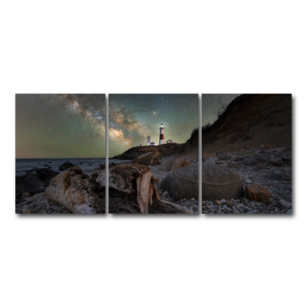 AUTO-MOCKUP WHITE | Montauk NY Driftwood Beach | 3 Piece | Gallery Wrap Canvas | group=18x24