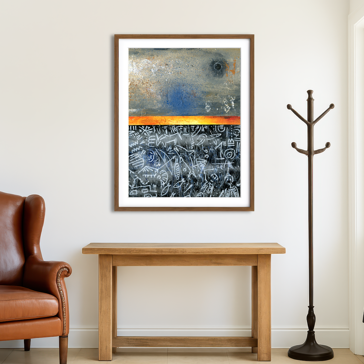 AUTO-MOCKUP ROOM | Moon Chalk Orange Wall Art