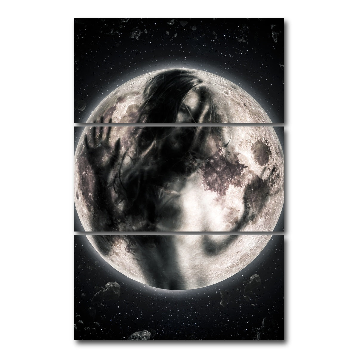 AUTO-MOCKUP WHITE | Moon Girl | 3 Piece | Gallery Wrap Canvas | group=12x24_stacked