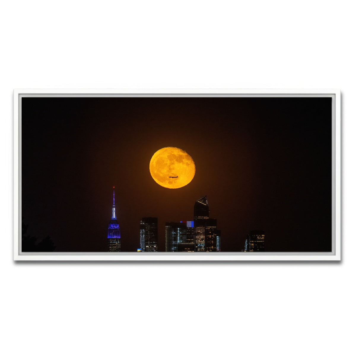 AUTO-MOCKUP WHITE | Moon and NYC | 1 Piece | White Framed Canvas | group=2x1