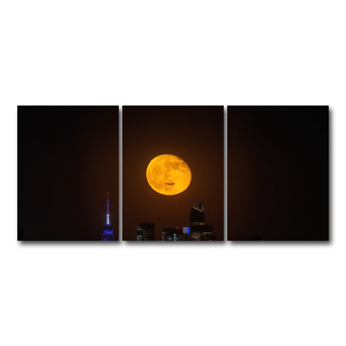 AUTO-MOCKUP WHITE | Moon and NYC | 3 Piece | Gallery Wrap Canvas | group=18x24