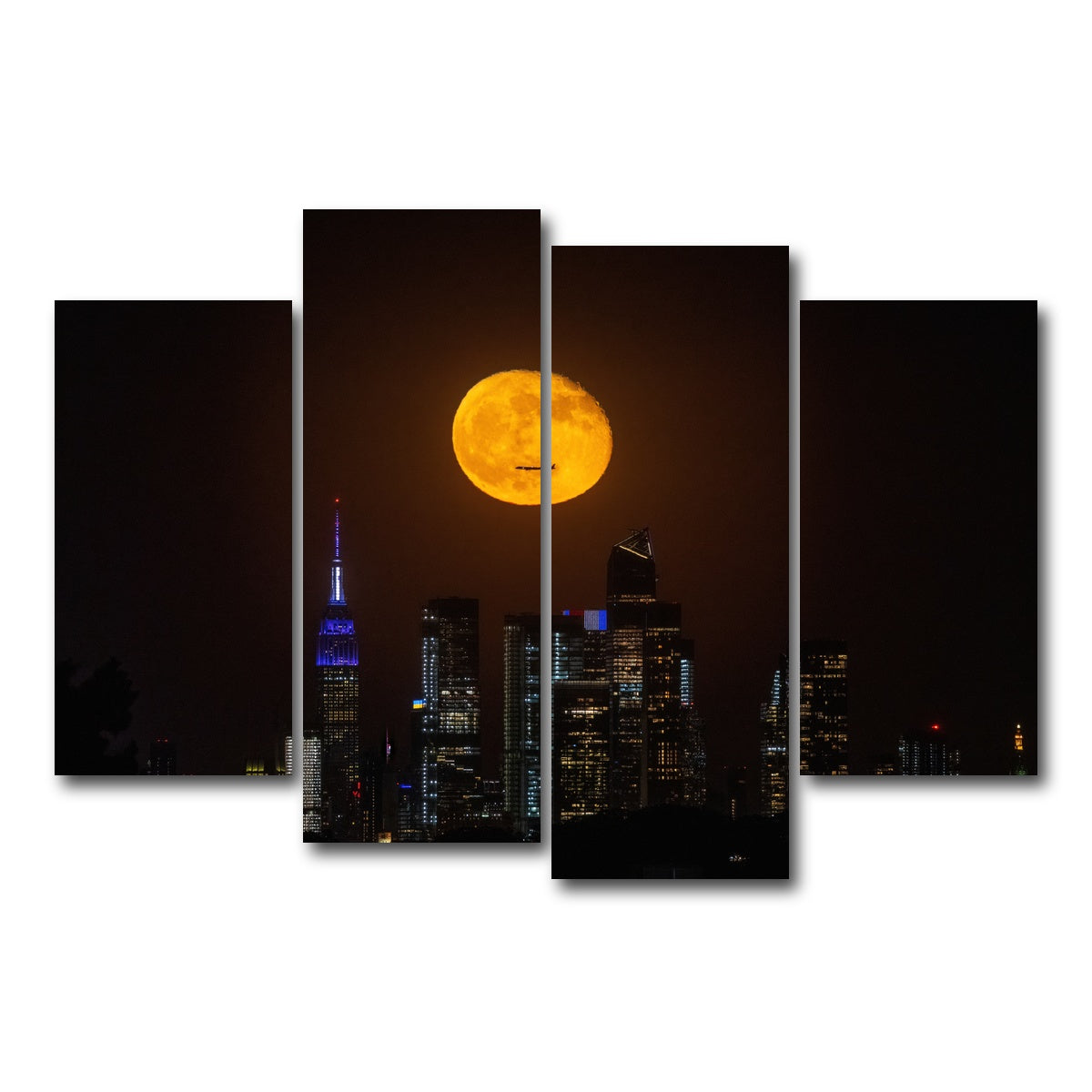 AUTO-MOCKUP WHITE | Moon and NYC | 4 Piece | Gallery Wrap Canvas | group=4_short