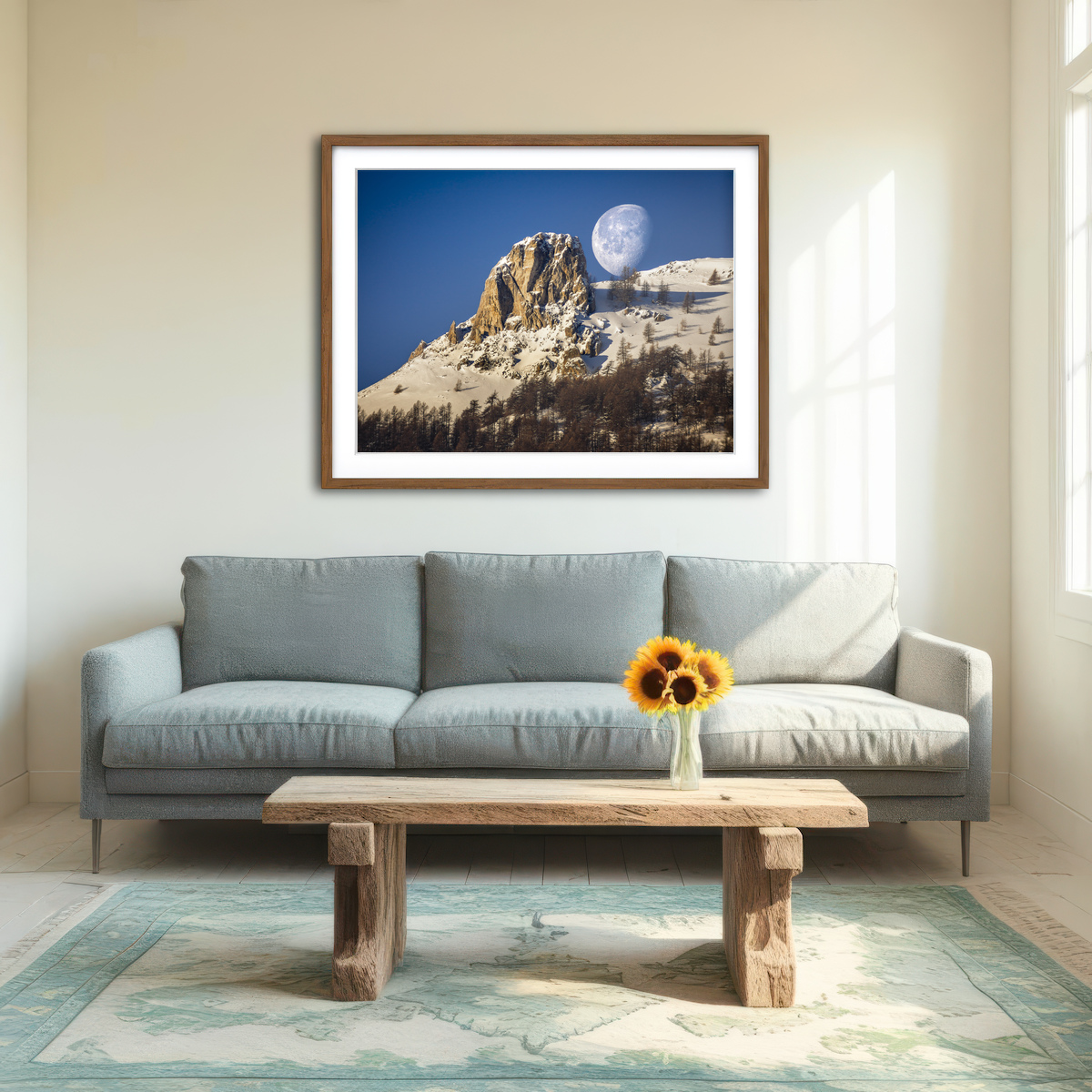AUTO-MOCKUP ROOM | Moon and Mountain Wall Art