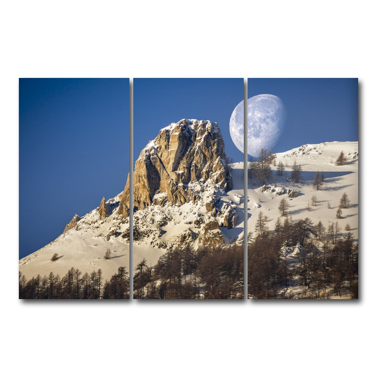 AUTO-MOCKUP WHITE | Moon and mountain | 3 Piece | Gallery Wrap Canvas | group=12x24